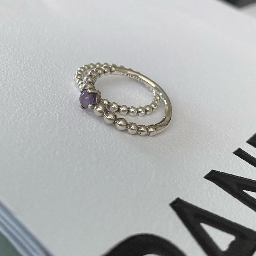 Pandora Silver Ring with Purple Gem